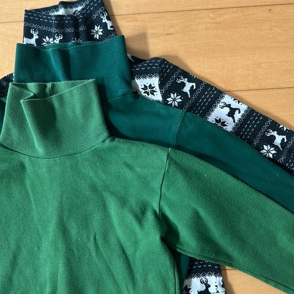 3 Turtlenecks GAP,Kelly green XS,Class Club Forest Green 6, & Gymboree Blk/Wht 5 - Picture 2 of 8